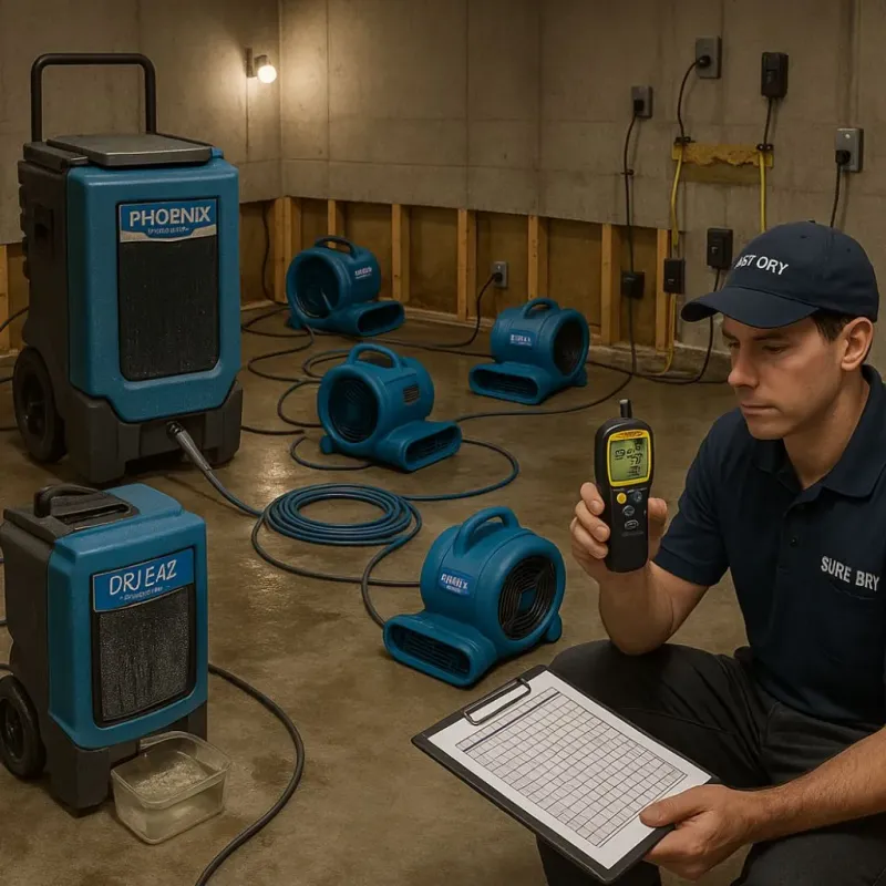 Structural Drying and Dehumidification process in Hollywood, CA